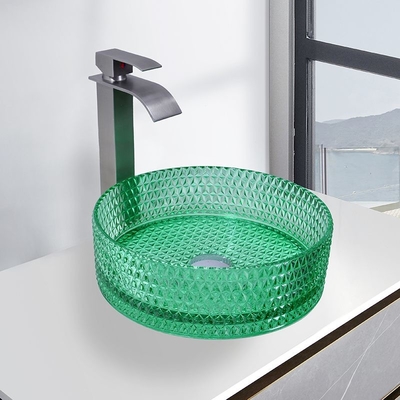 Transparentes, grünes Wandwaschbecken aus Glas für Badezimmer