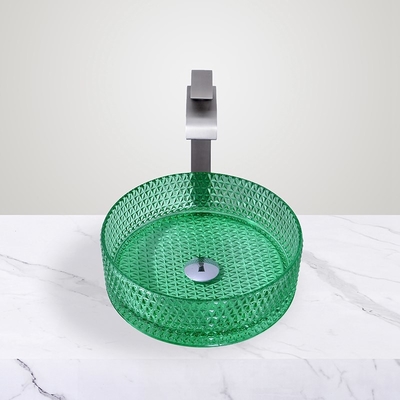 Transparentes, grünes Wandwaschbecken aus Glas für Badezimmer