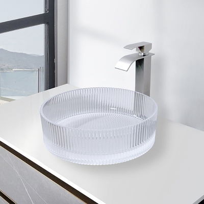 Kein Überfluss Schreibtisch montiert Glas Waschbecken in Säure Matt Boden