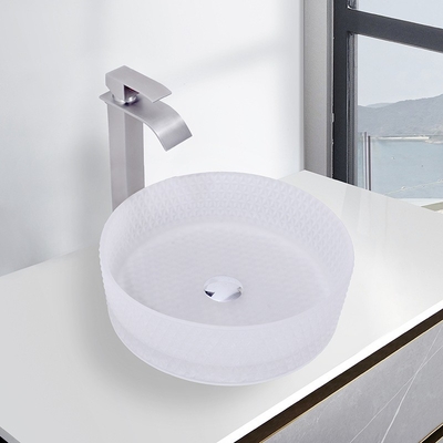 Wandwaschbecken aus Glas, säurematt, Badezimmer-Aufsatzwaschbecken, 24 Monate Garantie