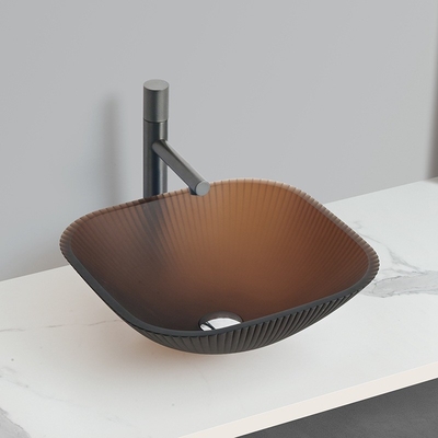 Auf der Arbeitsplatte montierte Waschbecken für Badezimmer in Säure-Matte-Gold-Teefarbe