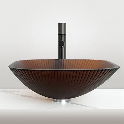 1 Loch Glas Badezimmer Waschbecken mit Spiegel inklusive Schreibtisch Montierte Waschbecken
