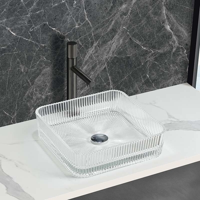 Durchsichtige Glas-Schalterwaschbecken ohne Überlauf