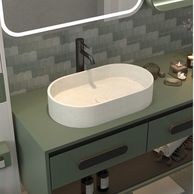 Pop-up-Abfluss Beton Waschbecken Ovalform Waschbecken