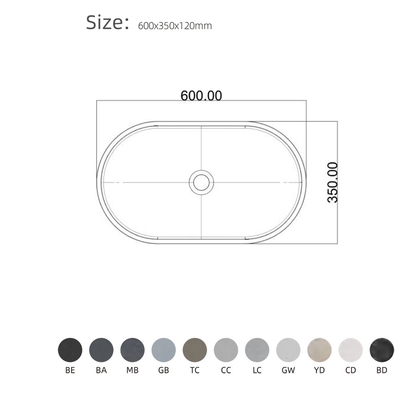 Oval geformtes Betonwaschbecken für lang anhaltende Leistung Blaue Asche Farbe