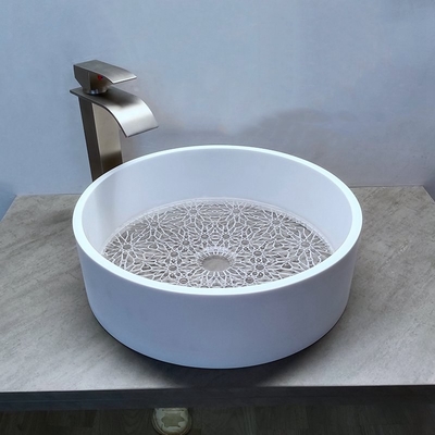 Weiße Marmorkante Klarglas Boden Glas Waschbecken Schüssel Schalterwaschbecken
