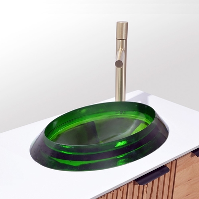 Moderner Stil Badezimmer Waschbecken Halb eingebettete ovale Glasspülen