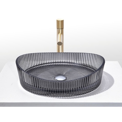 Kristallglas Waschbecken Transparent Schwarz Farbe Badezimmer Schalter Waschbecken