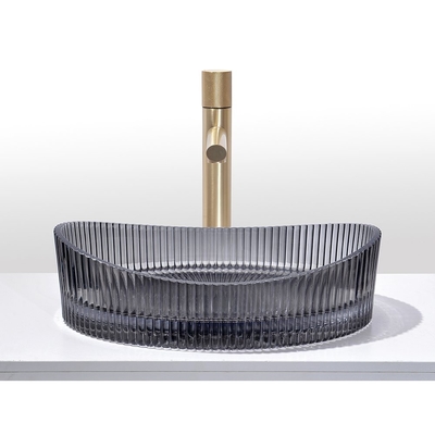 Kristallglas Waschbecken Transparent Schwarz Farbe Badezimmer Schalter Waschbecken