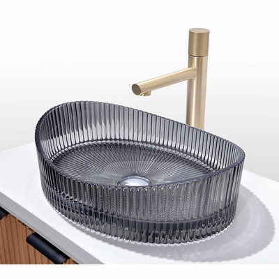 Moderne Druckgussglas Waschbecken Arbeitsplatte Montierte Glaswaschbecher
