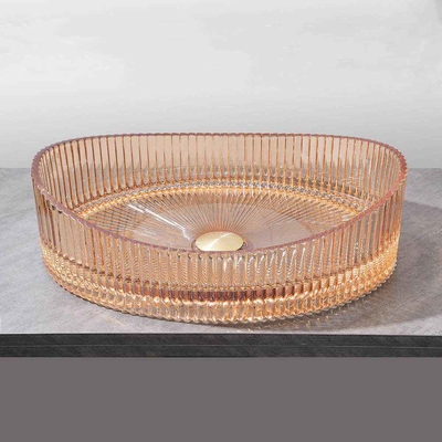 Bernsteinfarbe 500*370*140mm Glaswaschbecken ohne Überfluss für Platzeinsparlösung