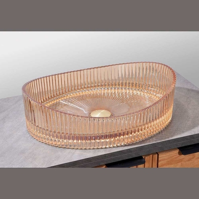 Bernsteinfarbe 500*370*140mm Glaswaschbecken ohne Überfluss für Platzeinsparlösung
