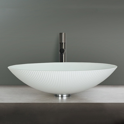 45mm Abflussloch gehärtetes Glas Waschbecken ovale Form für anspruchsvolle Bäder