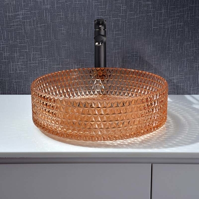 Wanne Diamond Round Wash Hand Basins Amber Color Glass Bowl Bathroom
