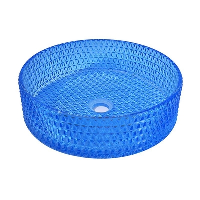 Badezimmer-Waschbecken-Glas-Art blaue Farbe Crystal Diamond der Runden-120mm